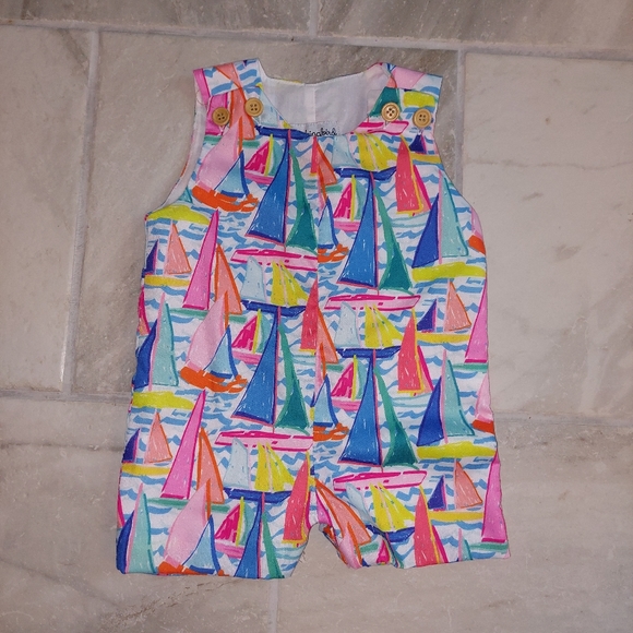 Smockingbird sailboat shortall romper 6m - Picture 1 of 3